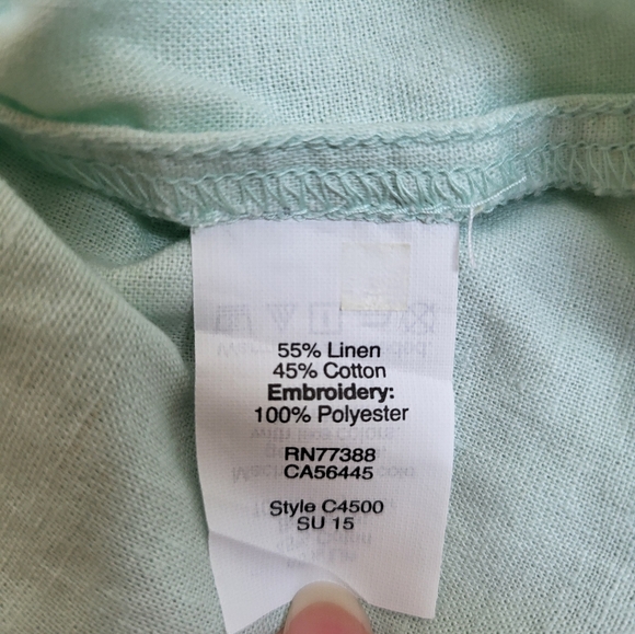 J. Crew linen mint green embroidered top, Size 2 - Picture 6 of 7